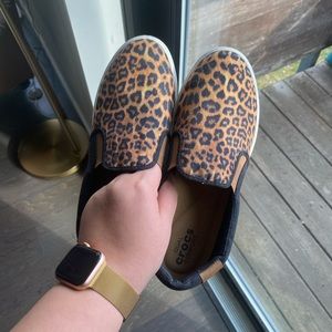 CROCS leopard slip on shoes
